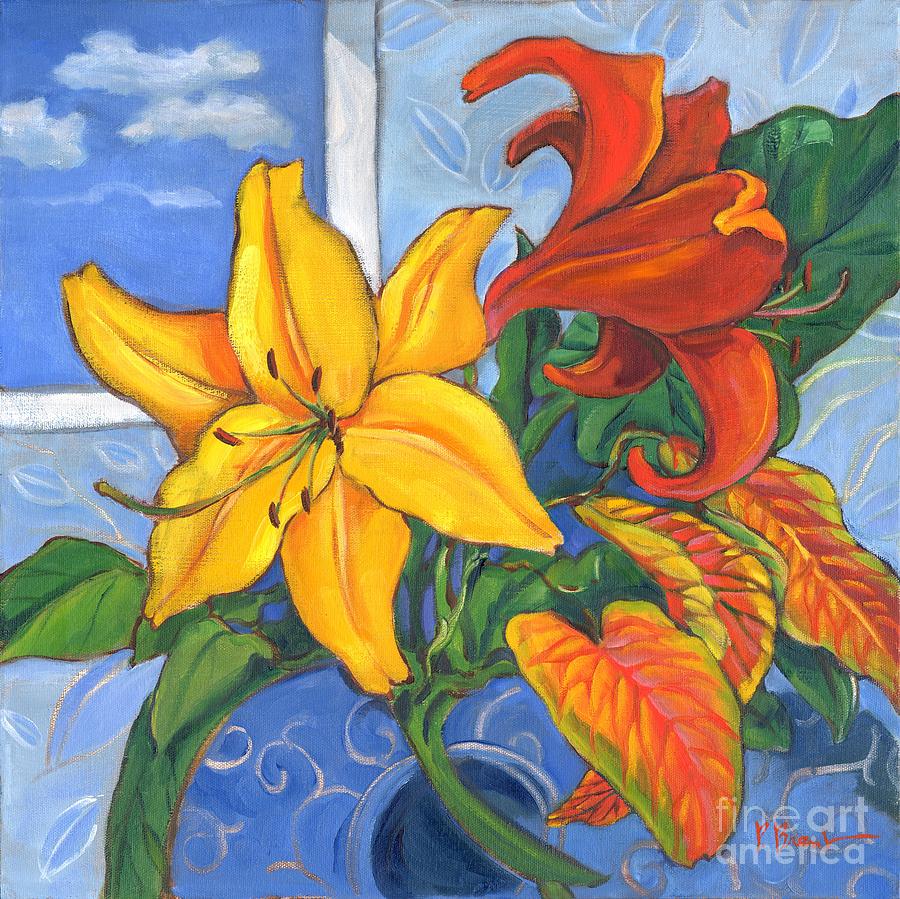 Paradise Painting - Yellow and Red Lillies by Paul Brent