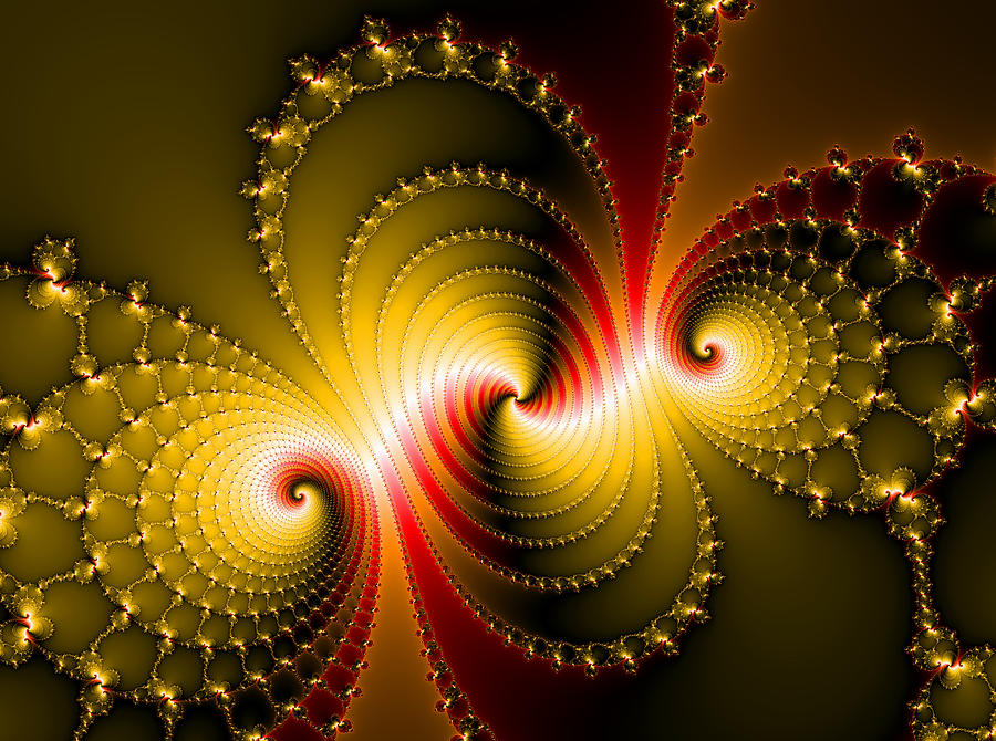 Yellow and red metal fractal art Digital Art by Matthias Hauser