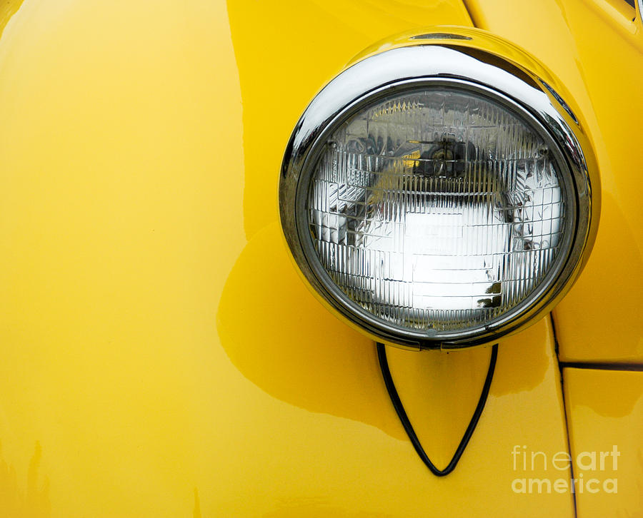 Yellow antique car headlamp Photograph by Oscar Gutierrez