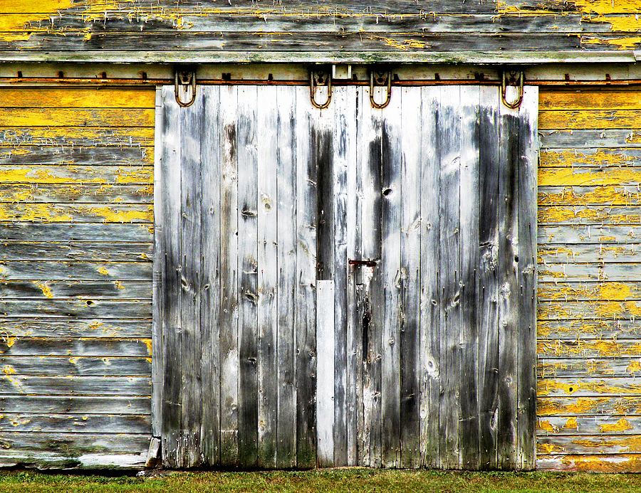 Vintage Photograph - Yellow Barn Doors by Steven Michael