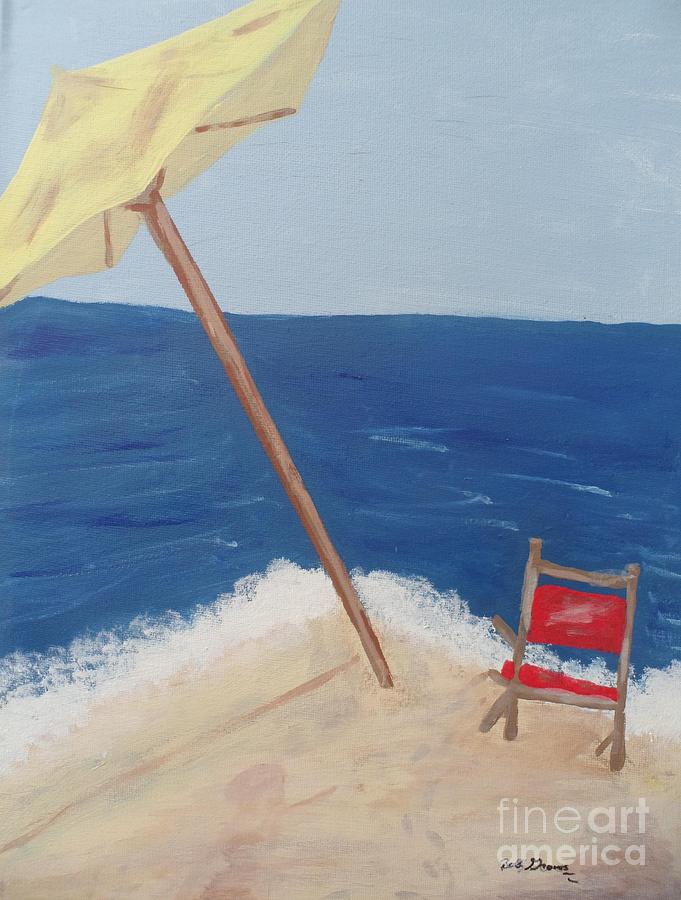 Yellow Beach Umbrella and Chair 3 Painting by Bobbi Groves - Fine Art ...