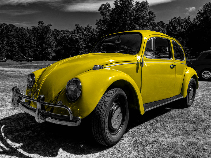 Car Photograph - Yellow Beetle 001 by Lance Vaughn