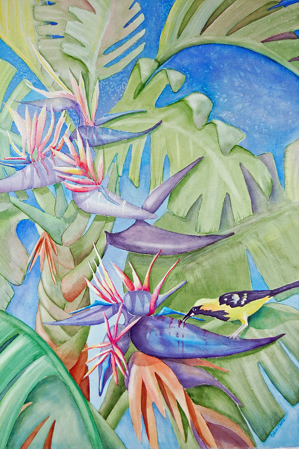 Oriole Painting - Yellow Bird Big Bird by Robin Coats