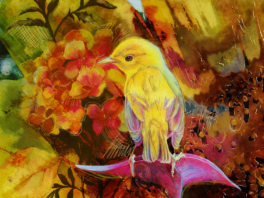 Yellow Bird Painting by Catf