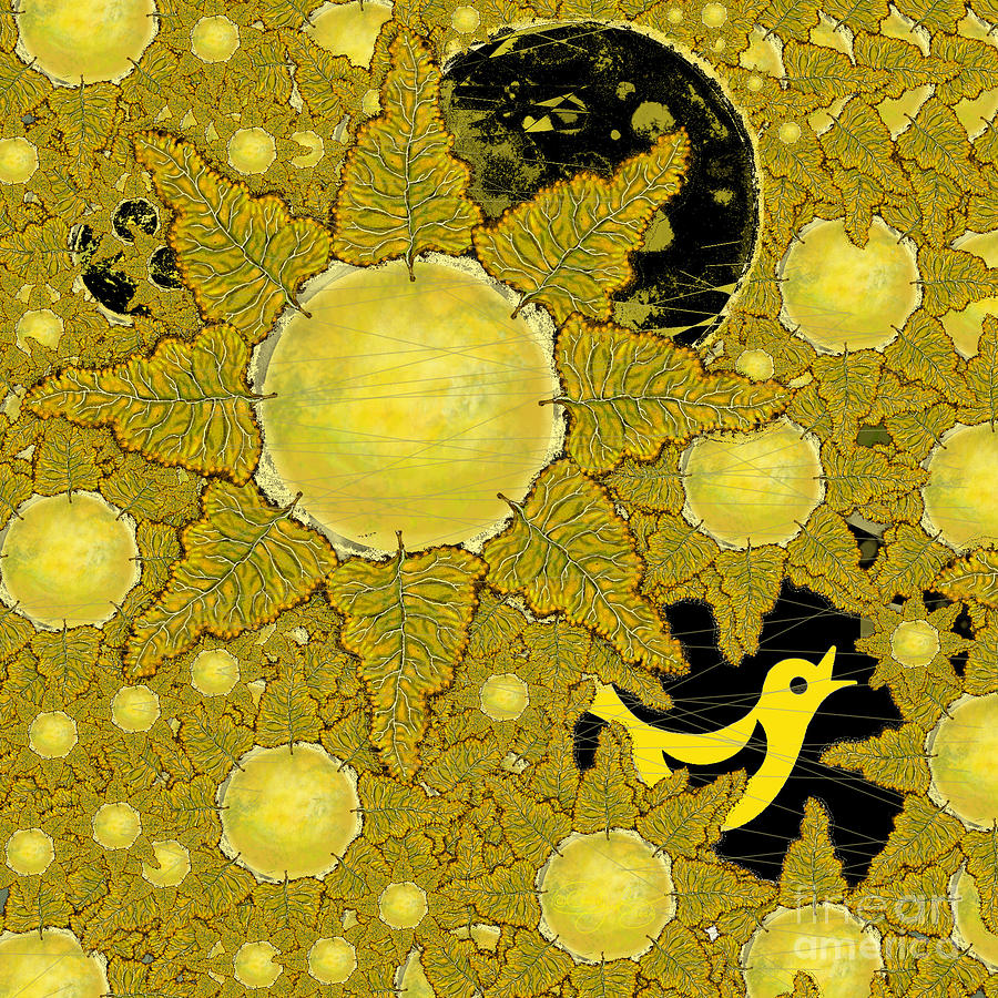 Yellow Bird sings in the Sunflowers Digital Art by Carol Jacobs