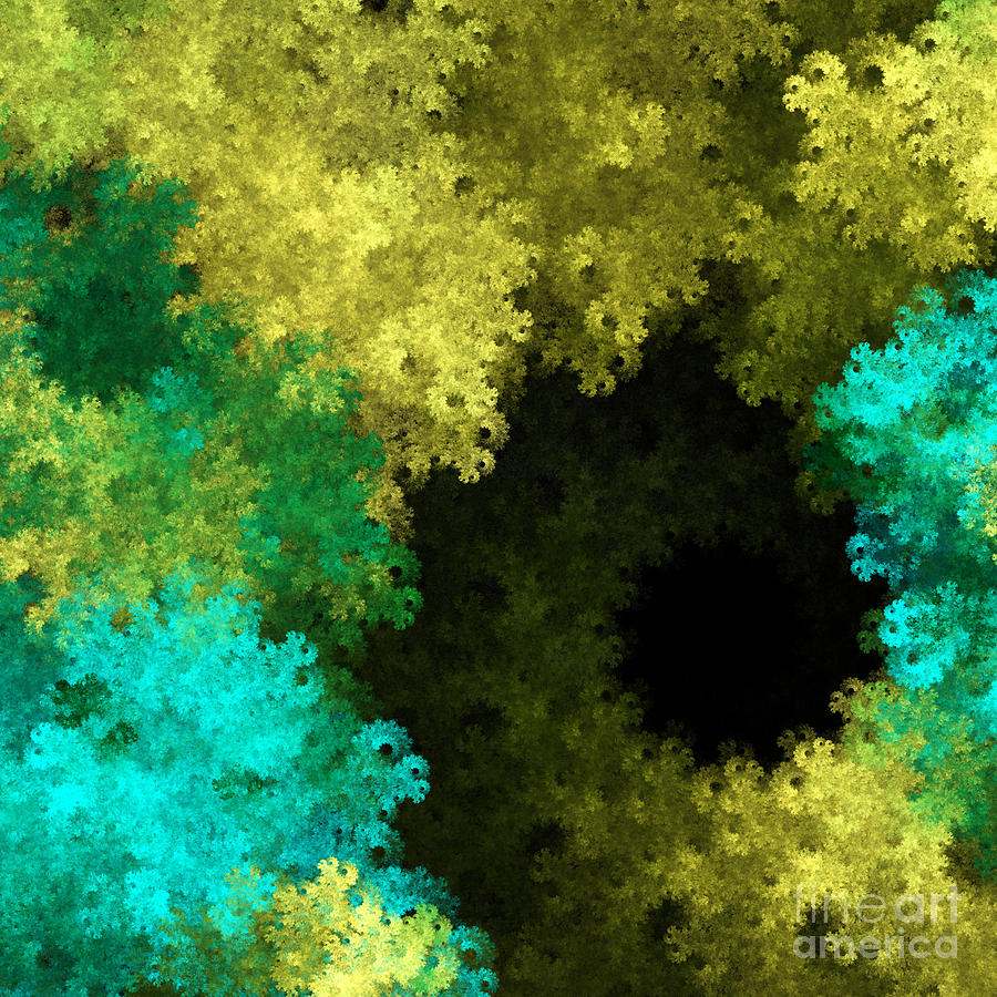 Abstract Digital Art - Yellow Blue And Green Explosion - Abstract Series 1 Of 5 - Fractal Art by Andee Design