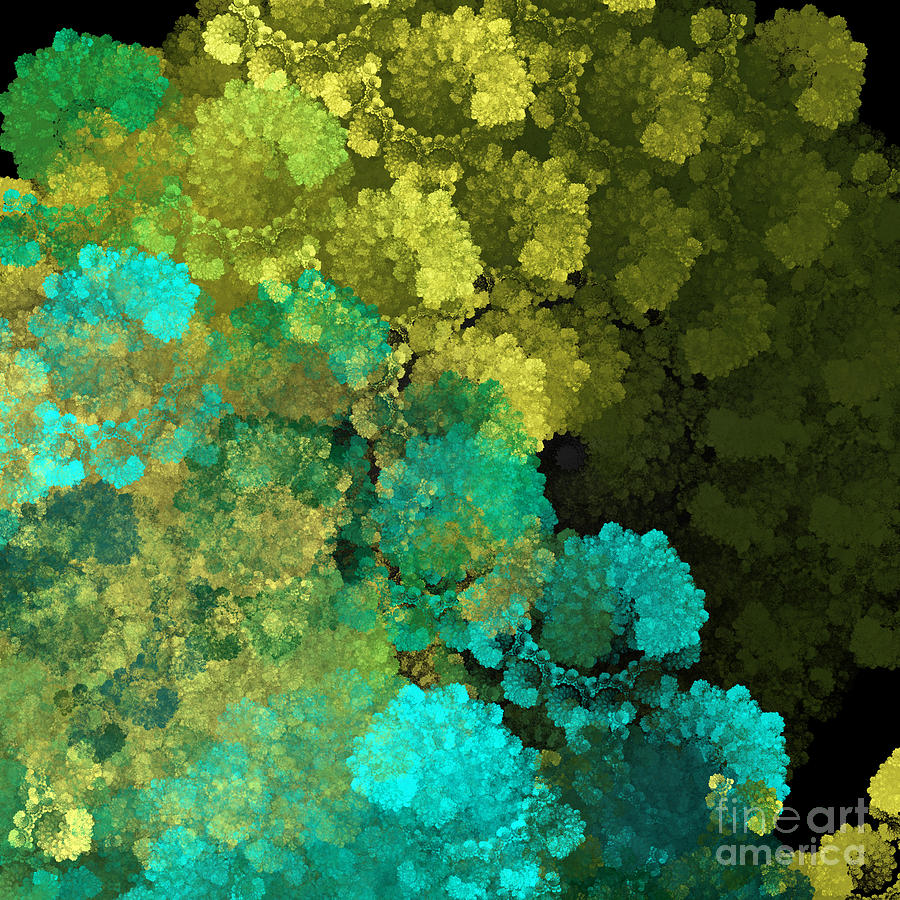 Abstract Digital Art - Yellow Blue And Green Explosion - Abstract Series 2 Of 5 - Fractal Art by Andee Design