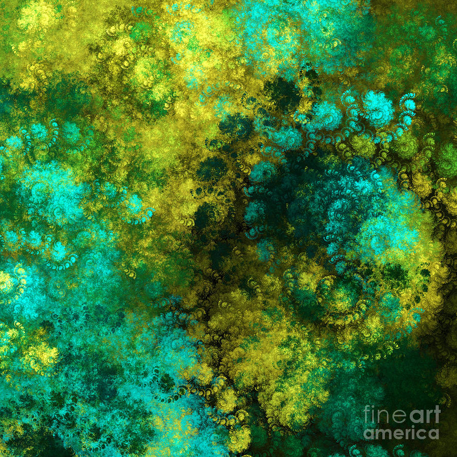 Yellow Blue And Green Explosion - Abstract Series 5 Of 5 - Fractal Art Digital Art by Andee Design