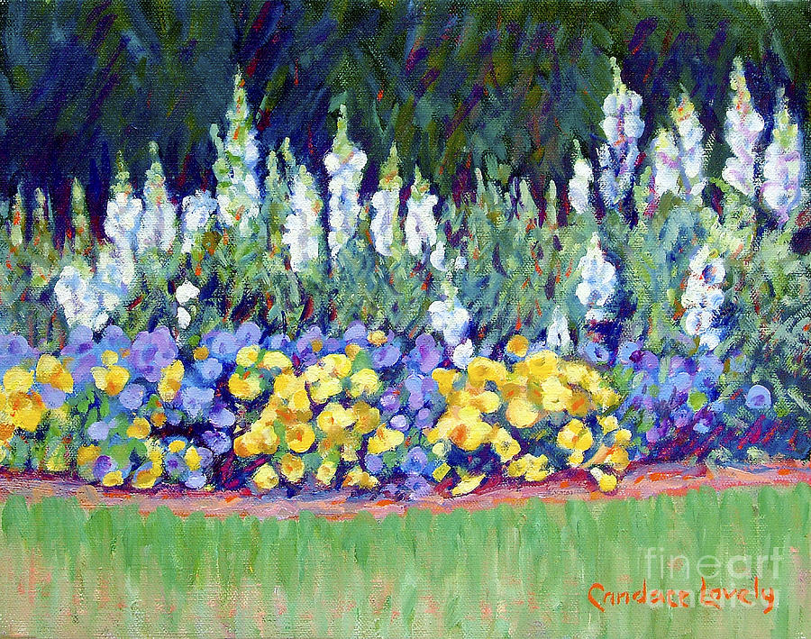 Yellow Blue and White Painting by Candace Lovely