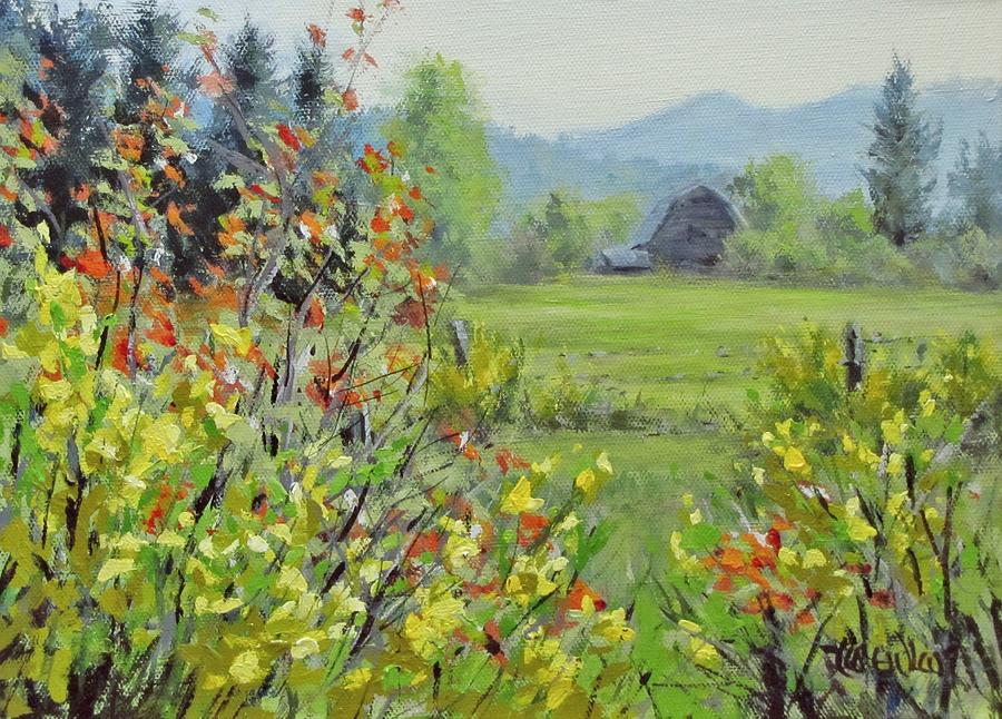 Yellow Broom Spring Painting by Karen Ilari