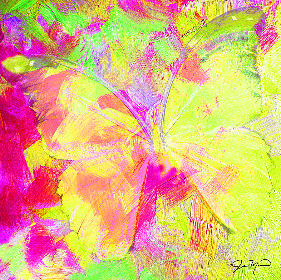 Yellow Butterfly Painting by Jan Marvin