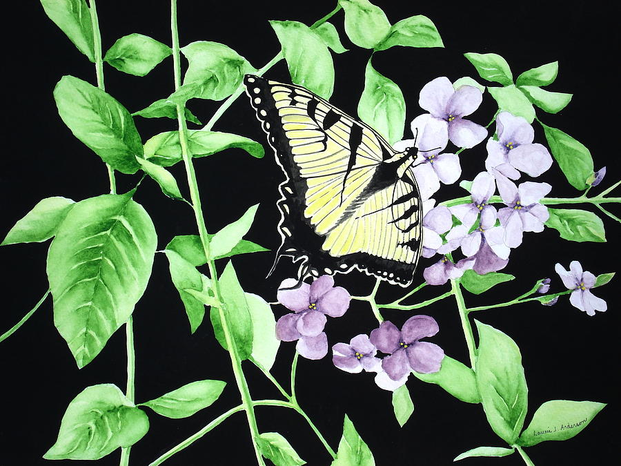Yellow Butterfly Painting by Laurie Anderson