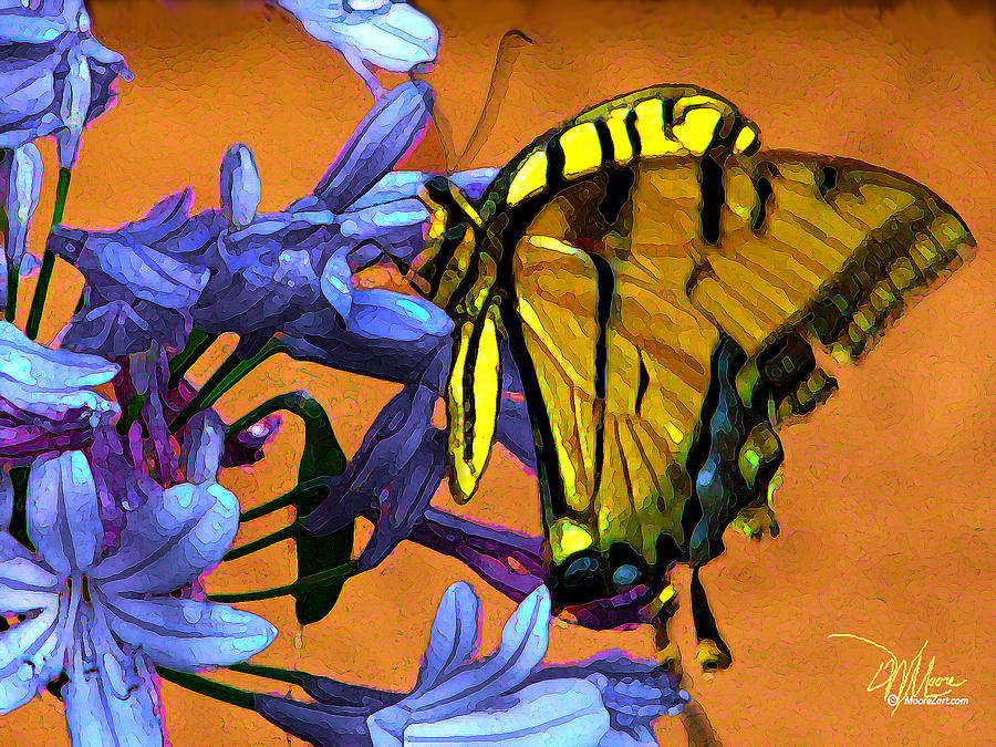 Yellow Butterfly on Agapanthus Painting by Douglas MooreZart