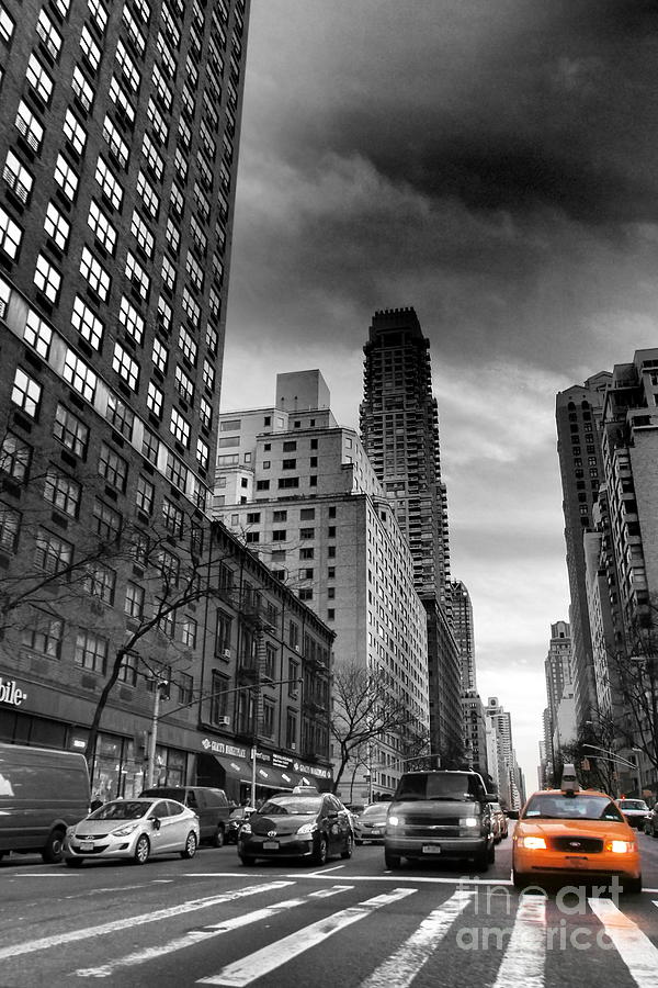 Architecture Photograph - Yellow Cab One - New York City Street Scene by Miriam Danar