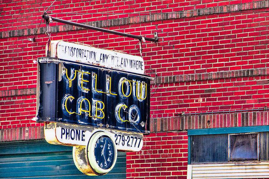 Yellow Cab Vintage Sign Photograph by Steven Bateson