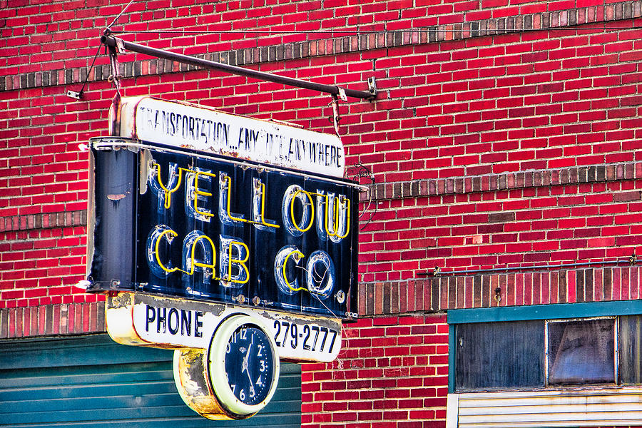 Yellow Cab Vintage Sign Photograph by Steven Bateson - Fine Art America