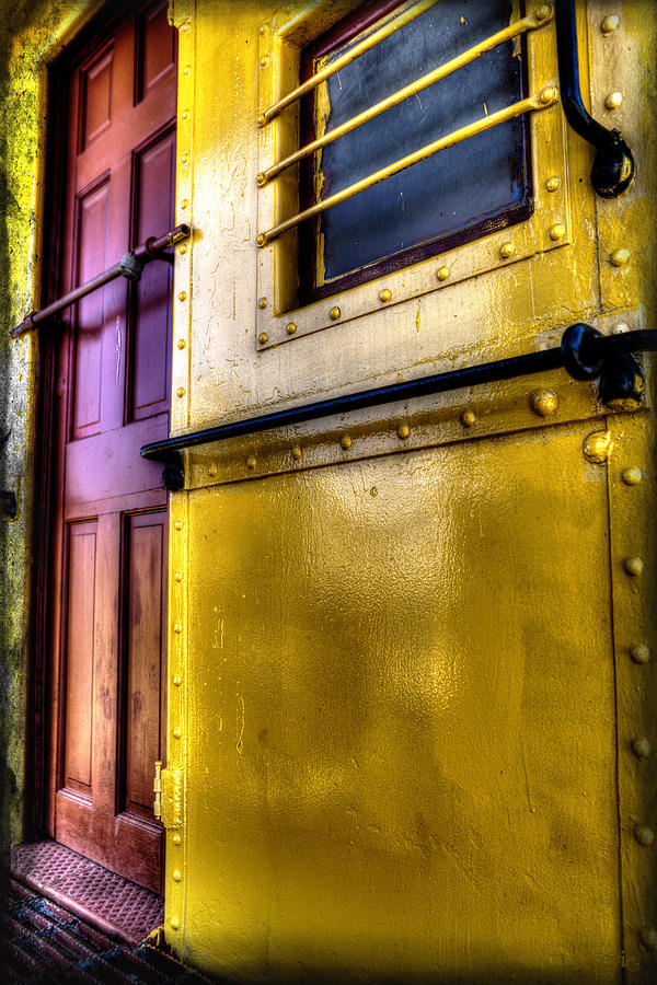 Yellow Caboose with Red Door Photograph by Evie Carrier