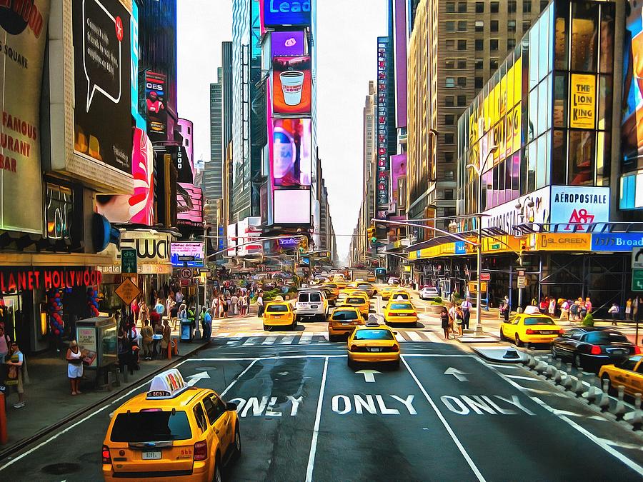 Yellow cabs in Times Square NYC  New York City Photograph by Mick Flynn