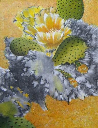 South West Painting - Yellow Cactus by Ashley Coll South West Painting - Yellow Cactus by Ashley Coll