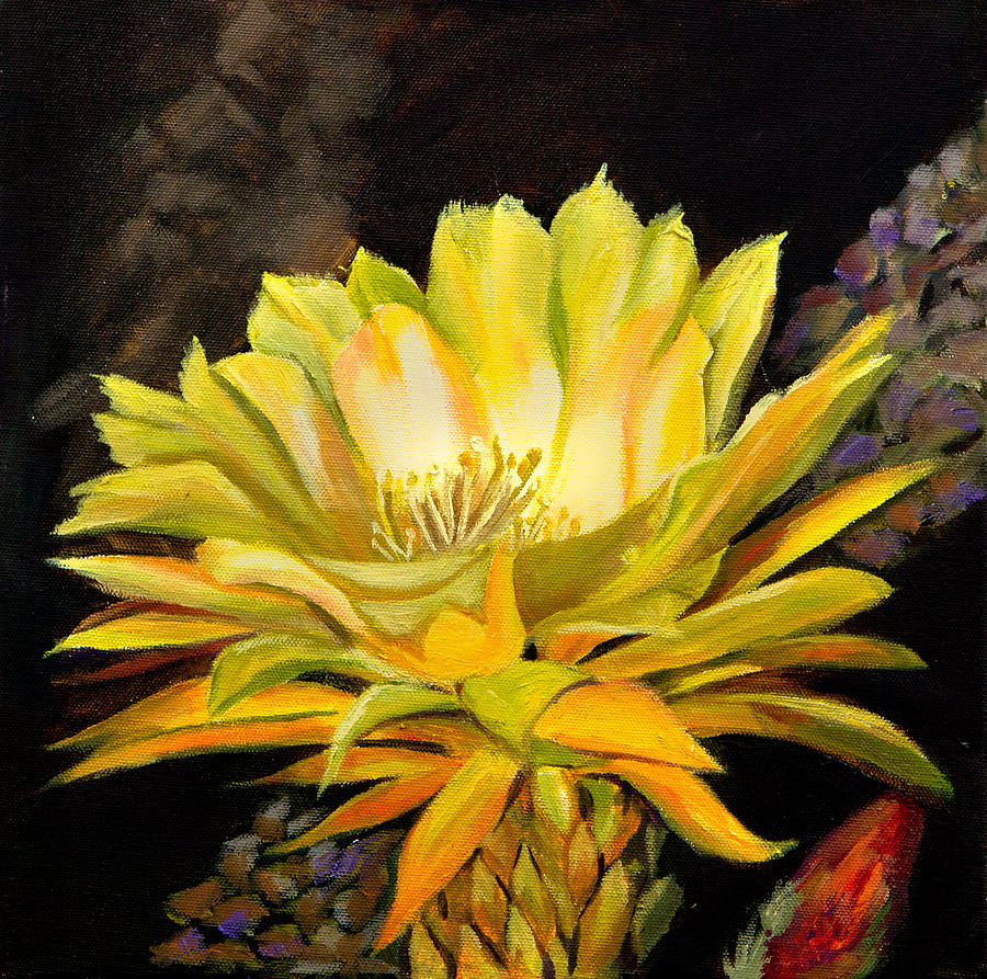 Yellow Cactus Painting by Barbara Kimmel-Palmer - Fine Art America