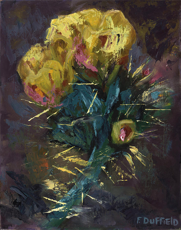 Yellow Cactus Painting by Florine Duffield