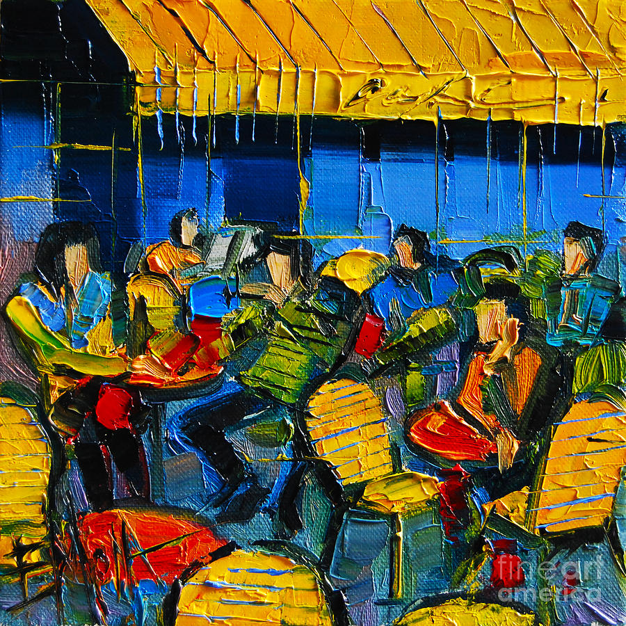 Yellow Cafe Painting by Mona Edulesco