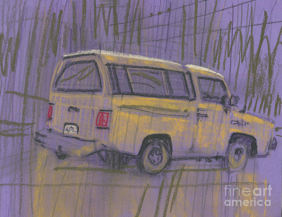 Truck Painting - Yellow Camper by Donald Maier