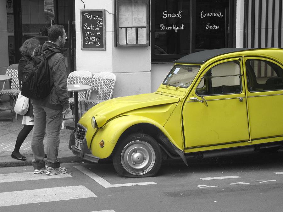 Yellow Car in Paris Photograph by Scott Carda