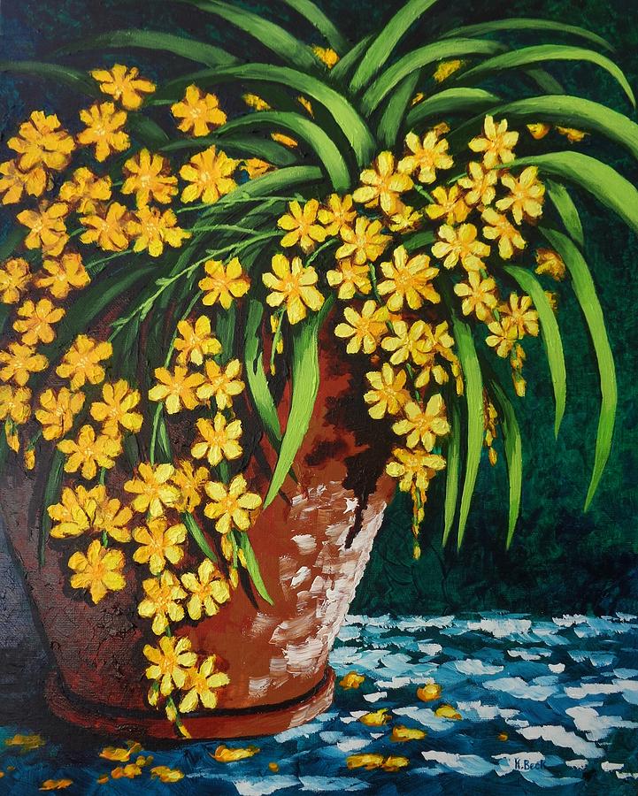 Yellow Cascade Painting by Katherine Young-Beck