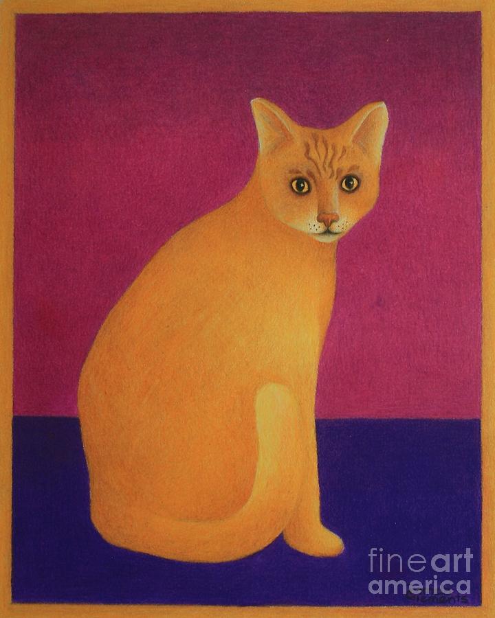 Yellow Cat Painting by Pamela Clements