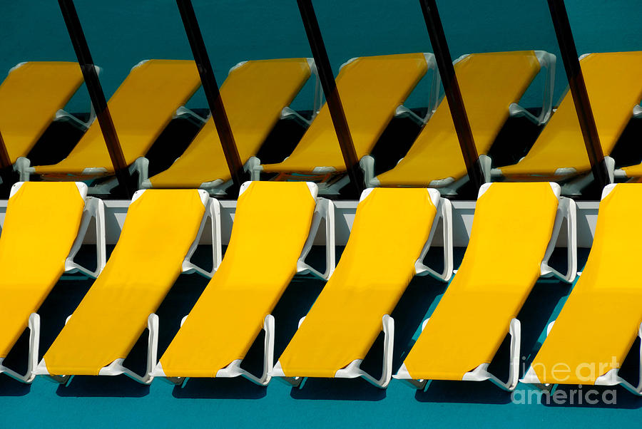 Pattern Photograph - Yellow Chairs Reflected by Amy Cicconi