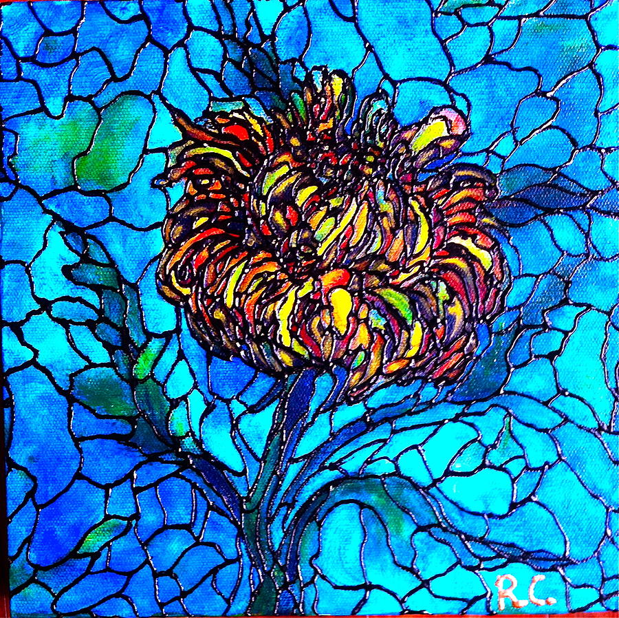 Yellow Chrysanthemum Painting by Rae Chichilnitsky