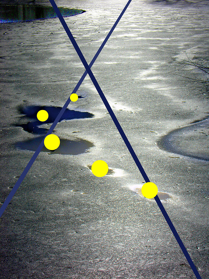 Yellow Circles In Frozen Landsacpe Photograph