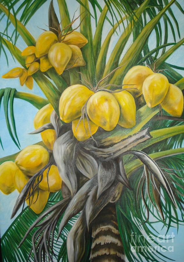 Yellow Coconuts Painting by Marlene Mitchell - Fine Art America