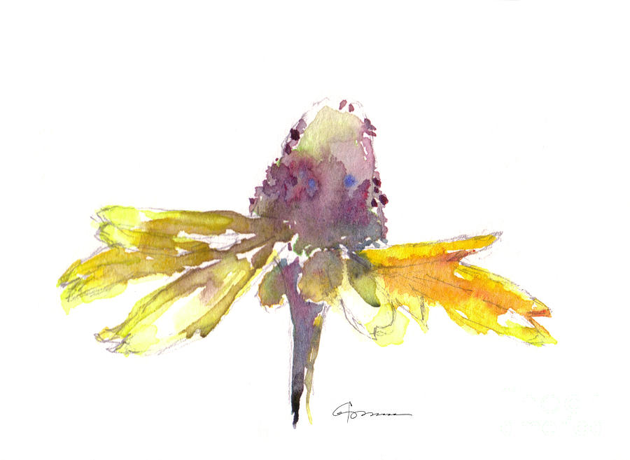 Yellow Coneflower 2 Painting by Claudia Hafner