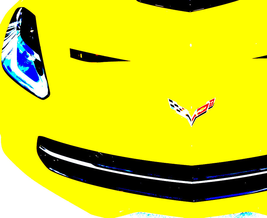 Yellow Corvette Graphic Art Digital Art by Katy Hawk