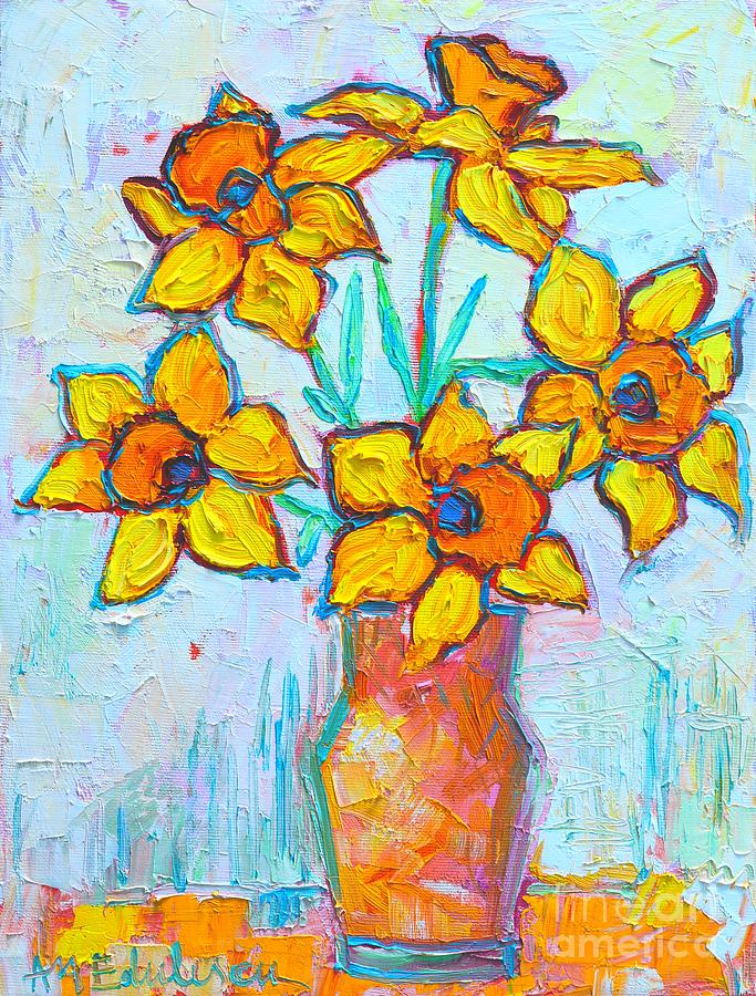 Flower Painting - Yellow Daffodils   by Ana Maria Edulescu