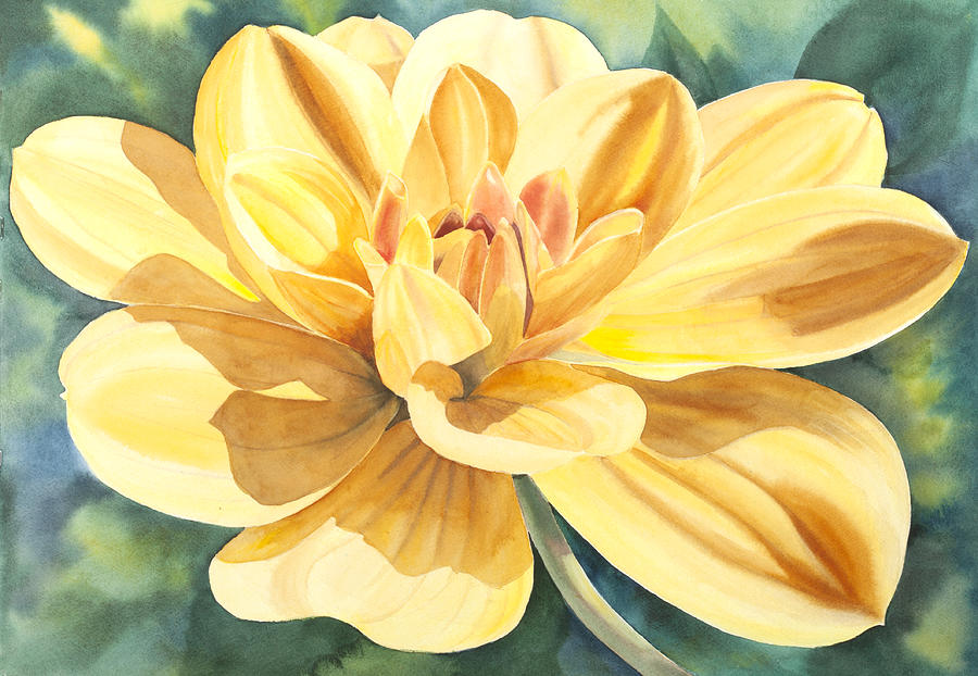 Yellow Dahlia Painting by Elena Polozova