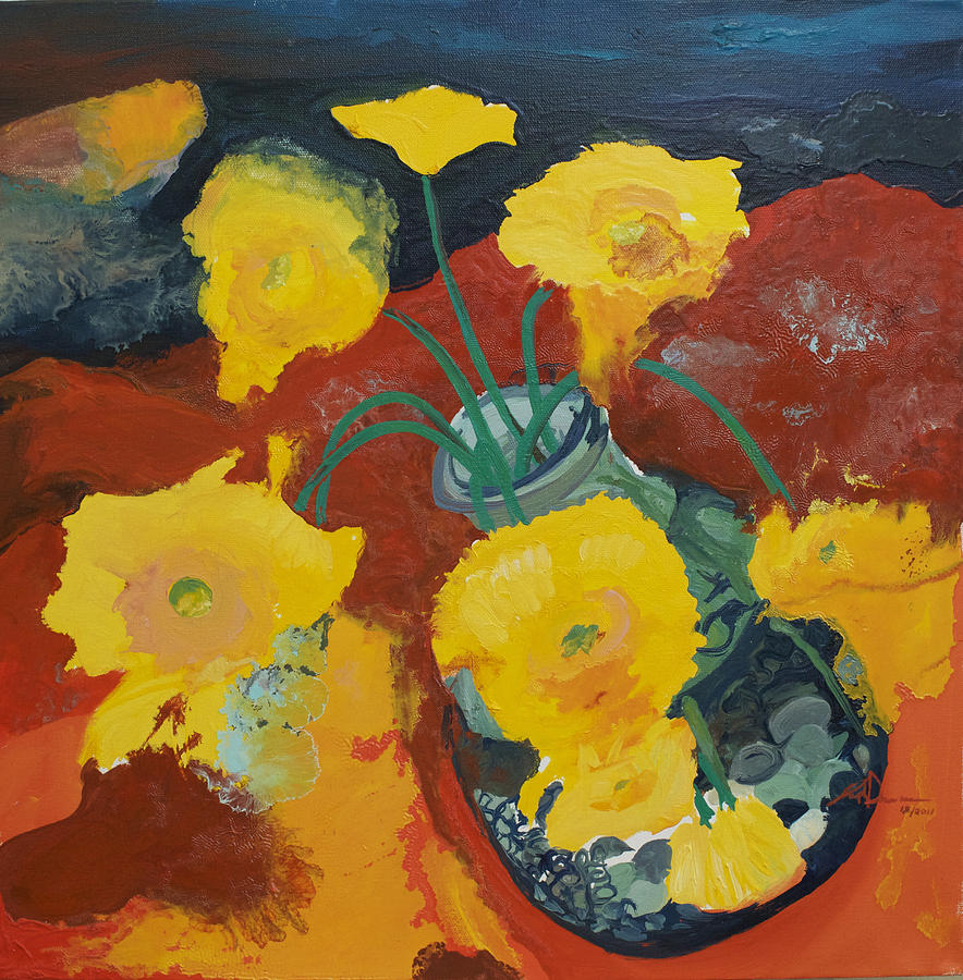 Daisies Painting - Yellow Daisies by Joseph Demaree Daisies Painting - Yellow Daisies by Joseph Demaree