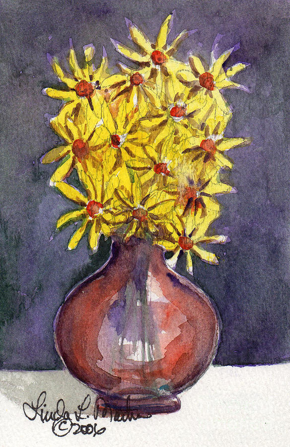 Yellow Daisies Painting by Linda L Martin