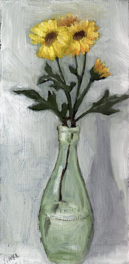 Yellow Daisy in Old Bottle Painting by Marie K Lynch - Fine Art America