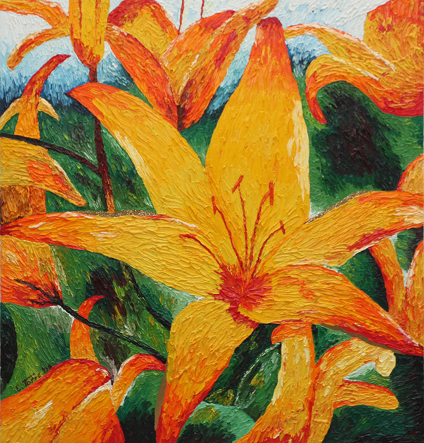 Yellow Daylilies Painting by Chris Torre - Fine Art America