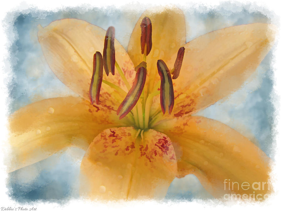 Yellow Daylily Digital paint Photograph by Debbie Portwood