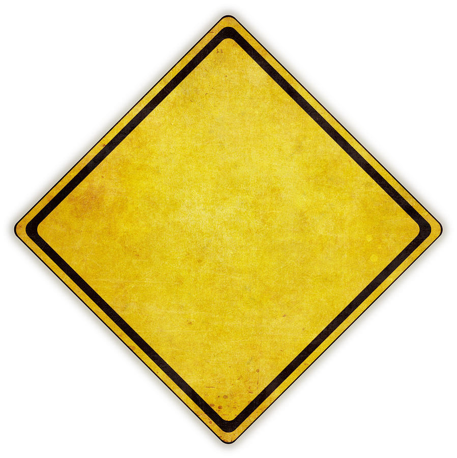 Yellow diamond road sign on white background Photograph by Goktugg