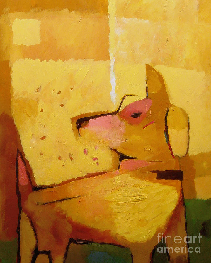 Yellow Dog Painting by Lutz Baar