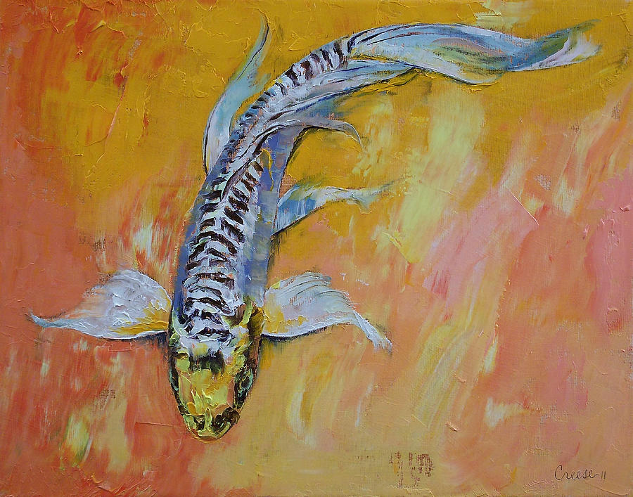 Koi Painting - Yellow Dragon Koi by Michael Creese