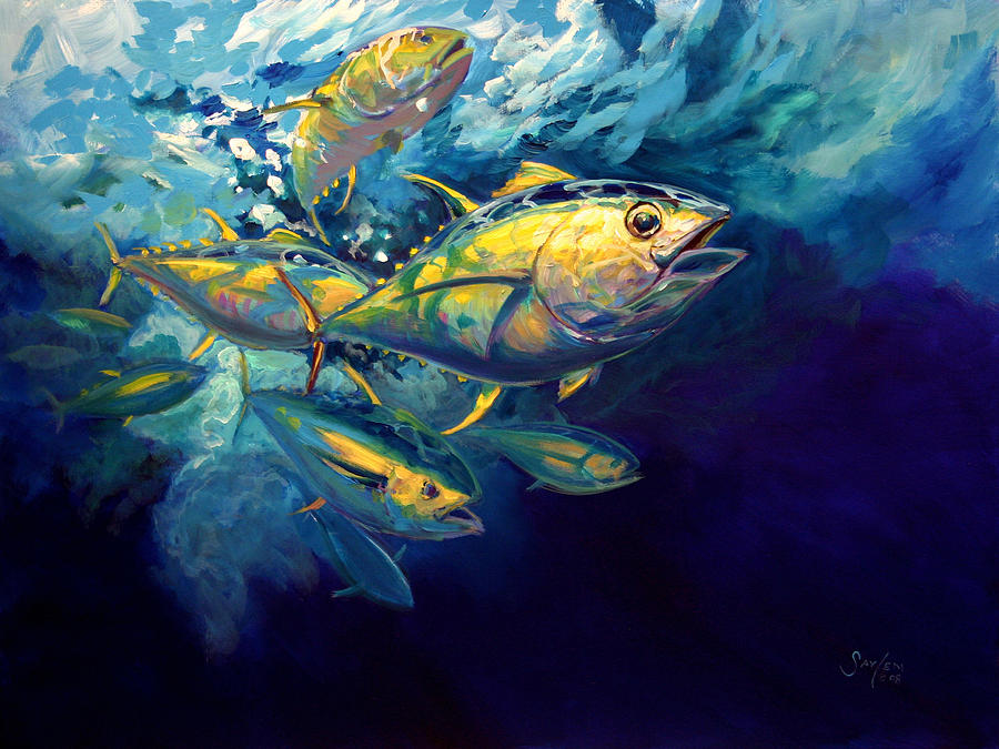 Yellow Fins Painting by Savlen Art