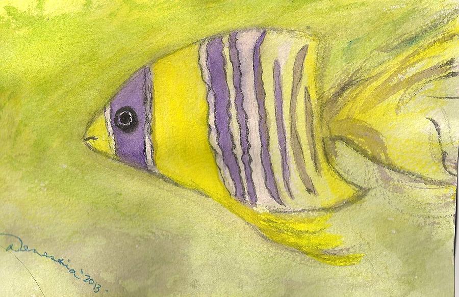 Yellow Fish With Purple Stripes Painting