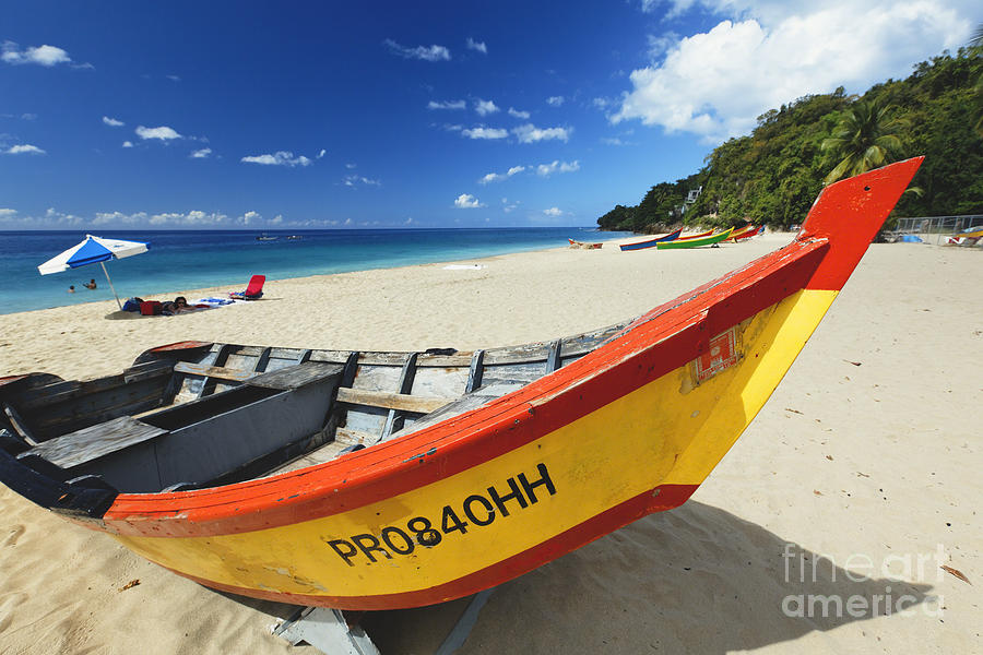 Beach Photograph - Yellow Fishing Boat by George Oze