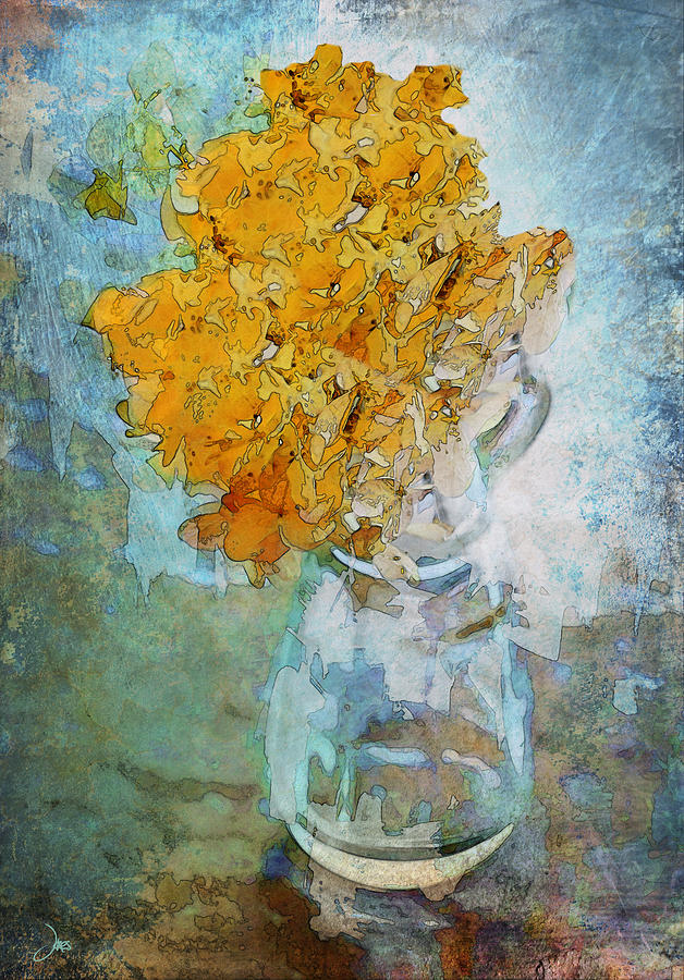 Flowers Still Life Digital Art - Yellow Floral by Ron Jones